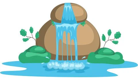 Falling water. River waterfall falls from cliff white background. Water fall 스톡 일러스트