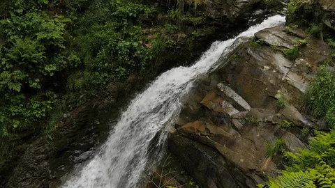 Falling water, rocks and green vegetation Stock Footage 101069596