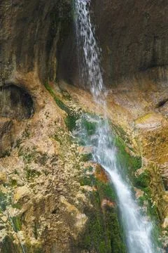 Falling waterfall in the Chegem gorge Stock Photos