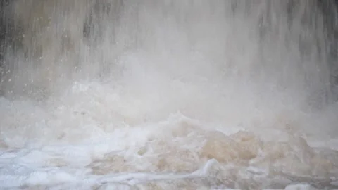 Falling waterfall stream close up, 180 fps slow motion Stock-Footage 168141234
