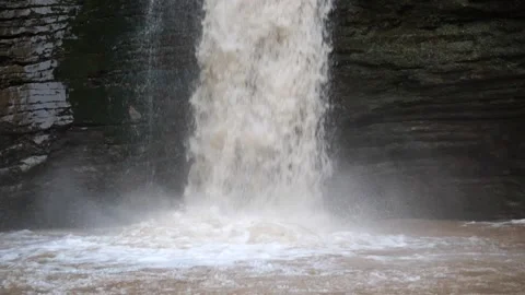 Falling waterfall stream water, 180 fps slow motion Stock Footage 168141131