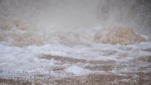 Falling waterfall water close up, 180 fps slow motion Stock Footage 168141165