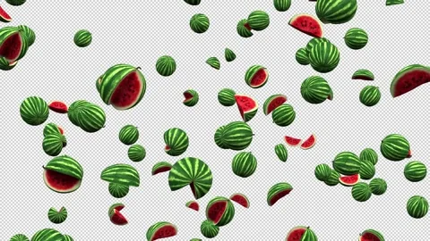 Falling watermelons – 3d render, 60fps, looped with alpha channel. Stock Footage 270159012