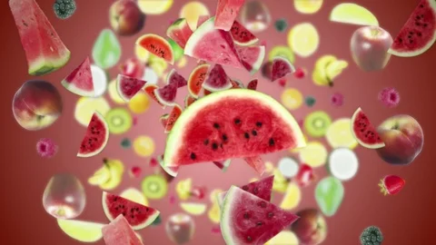 Falling WATERMELONS Animation, Rendering, Background, Loop Stockbeeldmateriaal 125250414