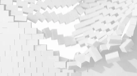 Falling white brick. 3D illustration Stock Illustration