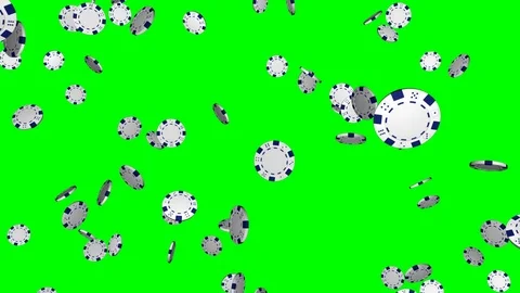 Falling white casino chips - loop, green screen Stock Footage 74918619
