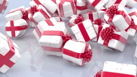 Falling white Christmas gift boxes Stock Footage 163196708