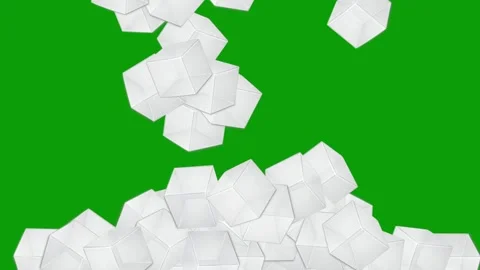 Falling white cubes motion graphics with green screen background Stock Footage 321064365
