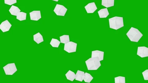 Falling white cubes motion graphics with green screen background Video stock 334986873