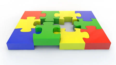 Falling white jigsaw puzzle Stock Footage 32933341