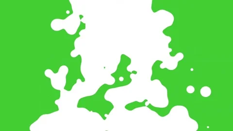 Falling white liquid splashes on clean green screen background Stock Footage 314615303