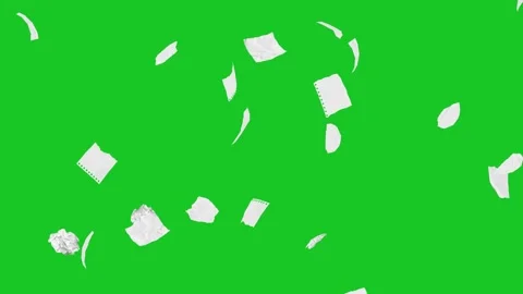 Falling White Paper Pieces Motion Graphics on Green Screen Background Video stock 347919621