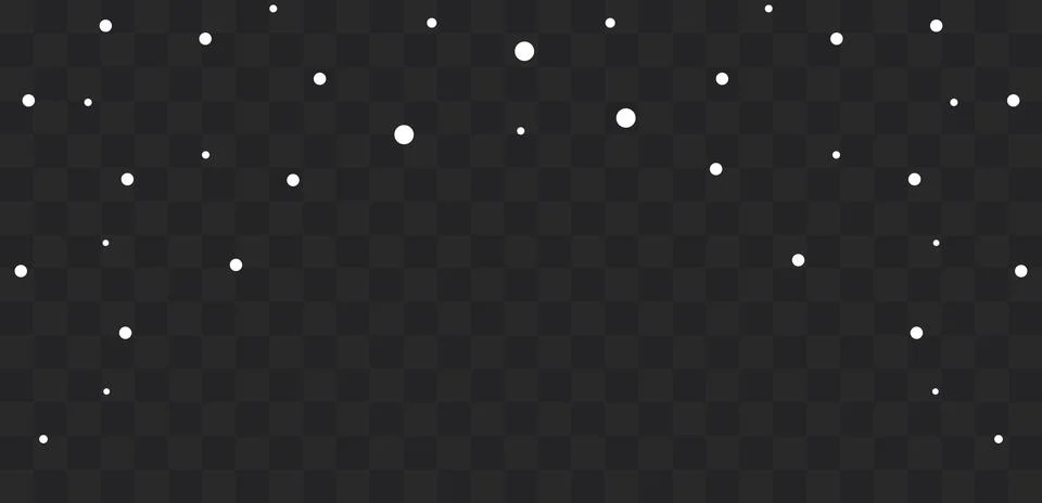 Falling White Snow Particles Effect on Black Background Stock Illustration