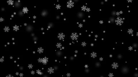 Falling white snowflakes on black background Stock Illustration