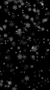 Falling white snowflakes on black background Stock Illustration