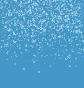 Falling white snowflakes on blue background Stock Illustration