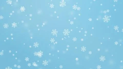 Falling white snowflakes on light blue background Stock Illustration