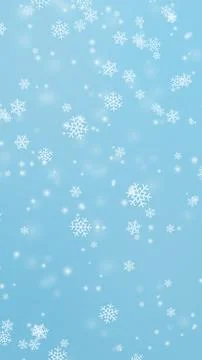 Falling white snowflakes on light blue background Stock Illustration