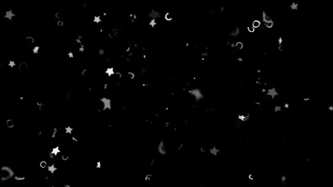 Falling white star and circle shapes animation on black background Stock Footage 327594672