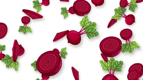 Falling Whole and Sliced Beetroot Vegetables on White Background Stock Footage 342315649
