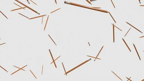 Falling Wooden Pencils Loop Animation Overlay for Education and Office Edits Stock Footage 340916958