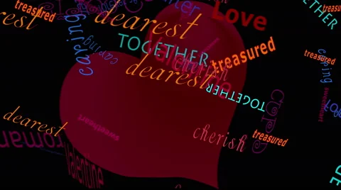 Falling Words: Love  -- Black Back Stock Footage 46701948