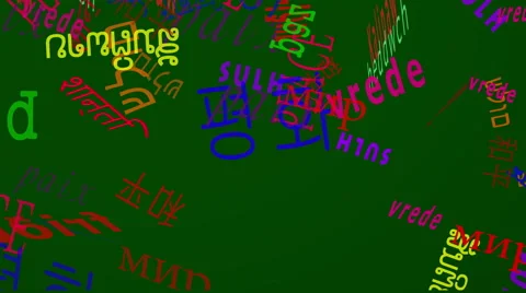 Falling Words: Peace in Many Languages - Purple Green Back Stock Footage 46703348