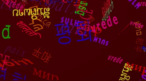 Falling Words: Peace in Many Languages - Red Back Stock Footage 46703767