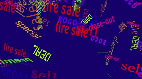 Falling Words Sales: Dk Blue Back Stock Footage 46704741