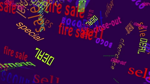 Falling Words Sales: Dk Purple Back Stock Footage 46704535