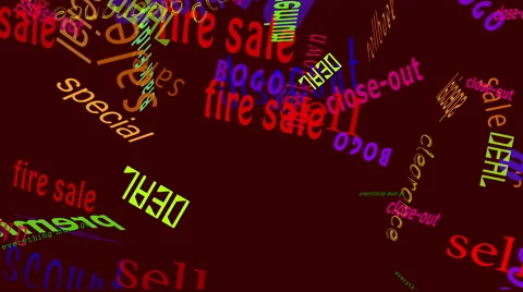 Falling Words Sales: Dk Red Back Stock Footage 46704955