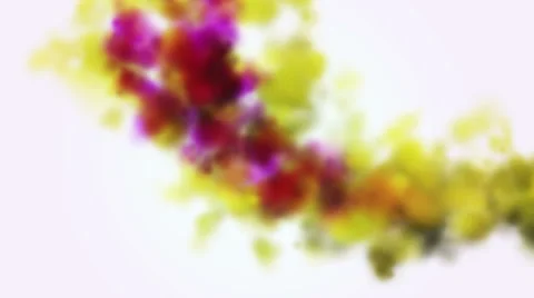 Falling yellow and pink ink into water on a white background Stock Footage 64730685
