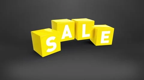 Falling yellow cubes with text SALE Stock Footage 64620897