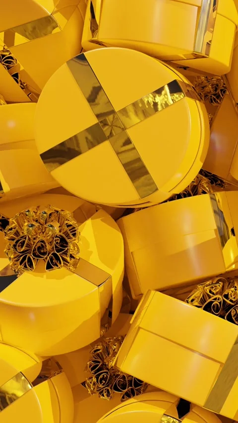 Falling yellow gift boxes fill the screen. Stock Footage 255602722