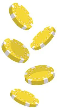 Falling Yellow Poker Chips Vector Illustration for Casino Gambling Design Stock Illustration
