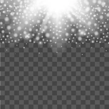 Falling yellow snowflake on transparent background. Winter background. Vector. Stock Illustration