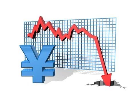 Falling Yen Graph showing the falling value of the Yen Copyright: xZoonar.... Stock Photos