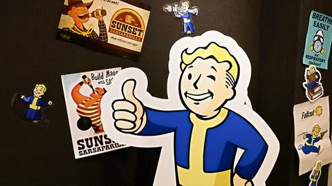 Fallout 3 Display inside Fallout Boy Exhibition held 写真素材