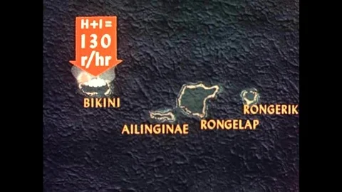 Fallout patterns from the Bikini nuclear blast Video stock 102903458