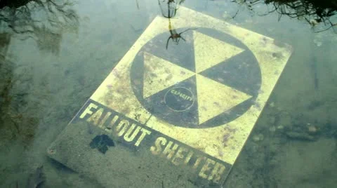 Fallout Shelter (Atomic Zombies) sign underwater Stock Footage