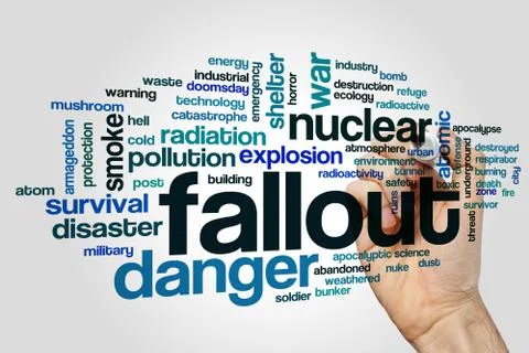 Fallout word cloud concept on grey background Stock Photos