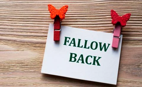 FALLOW BACK - word on a white sheet with beautiful clothespins on a wooden ba Stock Photos