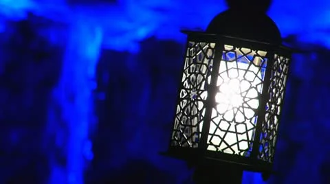 Falls and lantern at dark Video stock 8966276