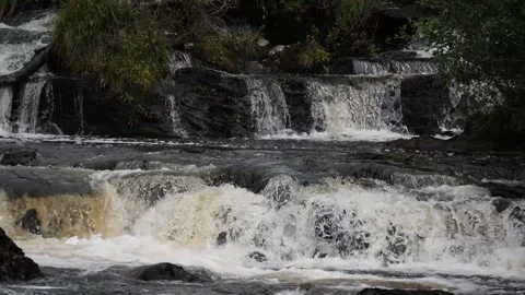 Falls of Dochart, River Dochart, Killin - mid view, slomo (HD) Stock Footage 273620579