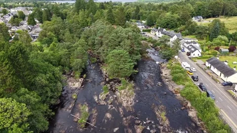 The Falls of Dochart, in the village of Killin Stock Footage 341317590