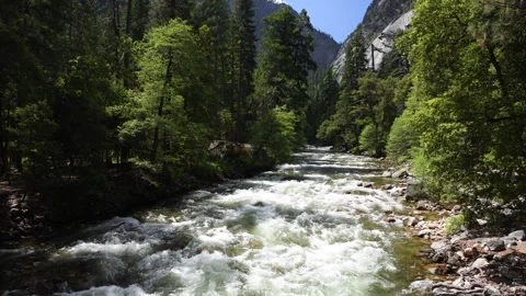 Falls at the Lower Falls trailhead in Yosemite National Park in California, USA Stock Footage 319510935