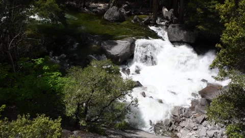 Falls at the Lower Falls trailhead in Yosemite National Park in California, USA Stock Footage 319574856