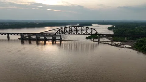 Falls of the Ohio Sunset Looking West Stock Footage 311589085