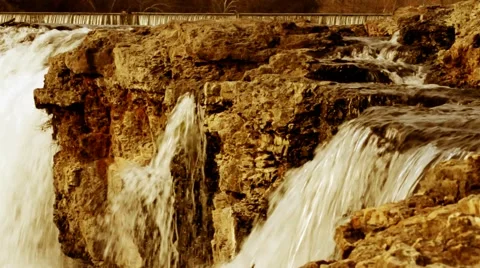 Falls Over Rock Dusk Stock Footage 1105159
