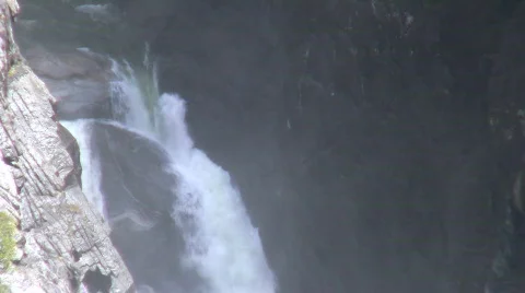 Falls Step CU Zoom Out to Wide Stock Footage 875635